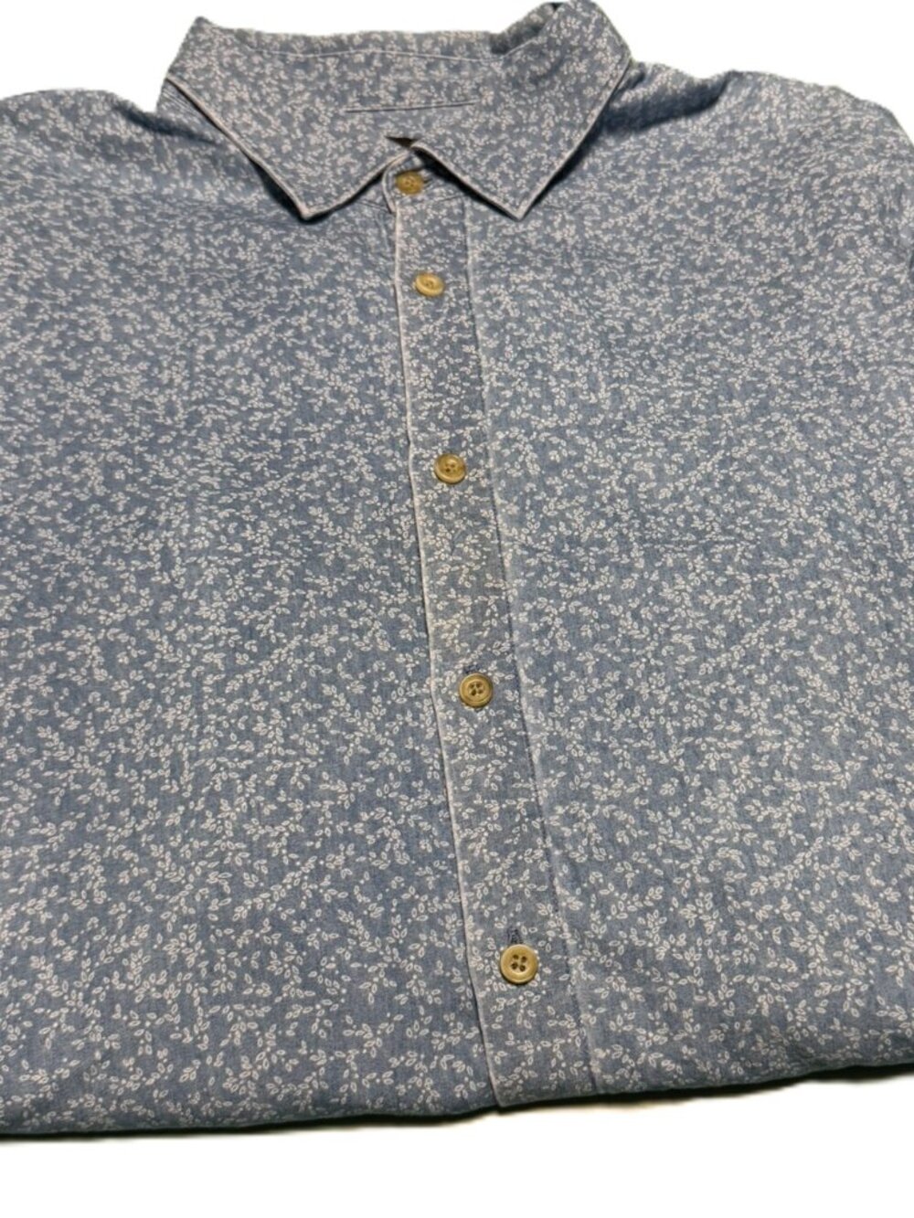 Black Brown 1826 Men’s XL Blue White Floral Long Sleeve Button Down Shirt